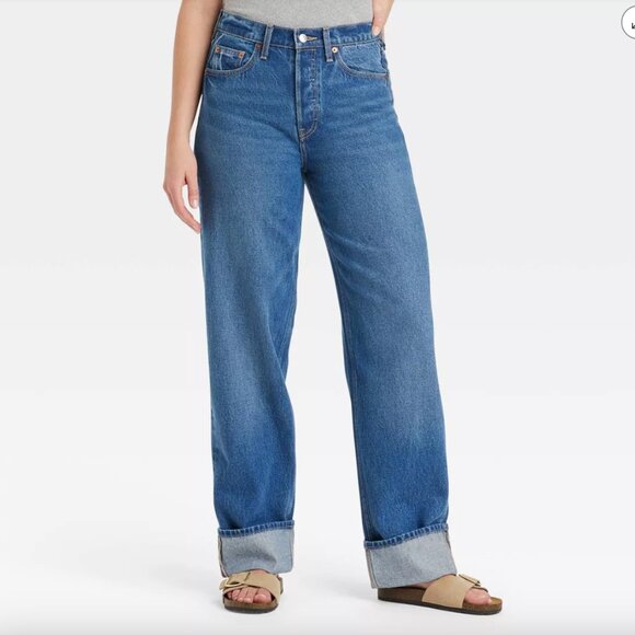 NWT Universal Thread 90s Baggy Mid Rise Medium Wash Size 8 Long - Picture 1 of 9